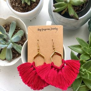 Raspberry fringe earrings